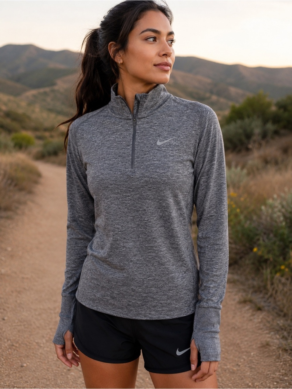 Nike Dri-FIT Element ½ Zip Running Top Gray Thumbhole Pullover